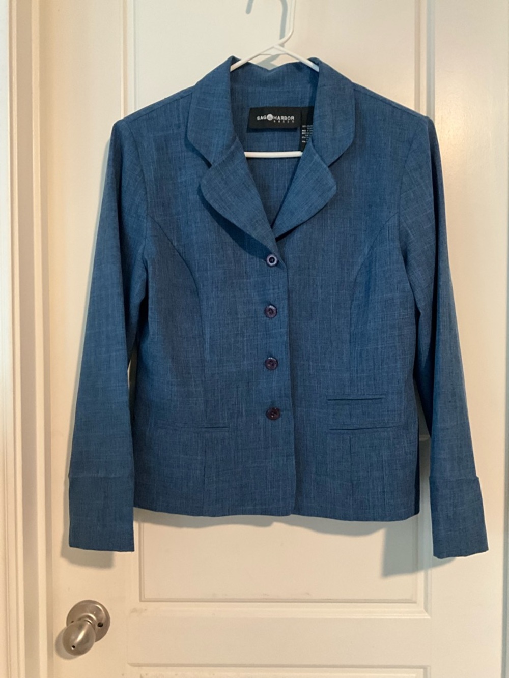 Sag Harbor Denim Blue Button Tailored Blazer